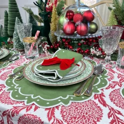 Flower and Vine Red Tablecloth