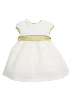 Flower Girl Dress in Ivory with Green Silk Sash