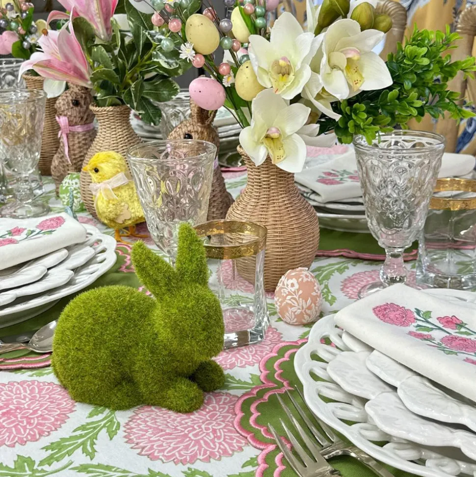 Flowers & Vines Tablecloth in Pink and Green