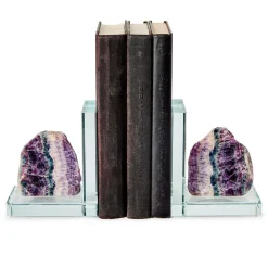 Fluorite Quartz Crystal Bookends, Set of 2