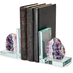 Fluorite Quartz Crystal Bookends, Set of 2