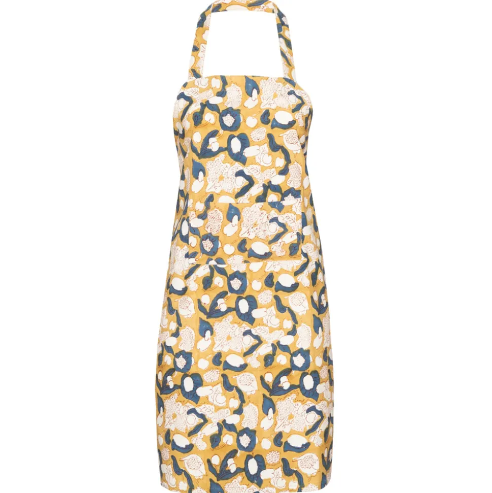 Forest Harverst Apron in Mustard & Blue