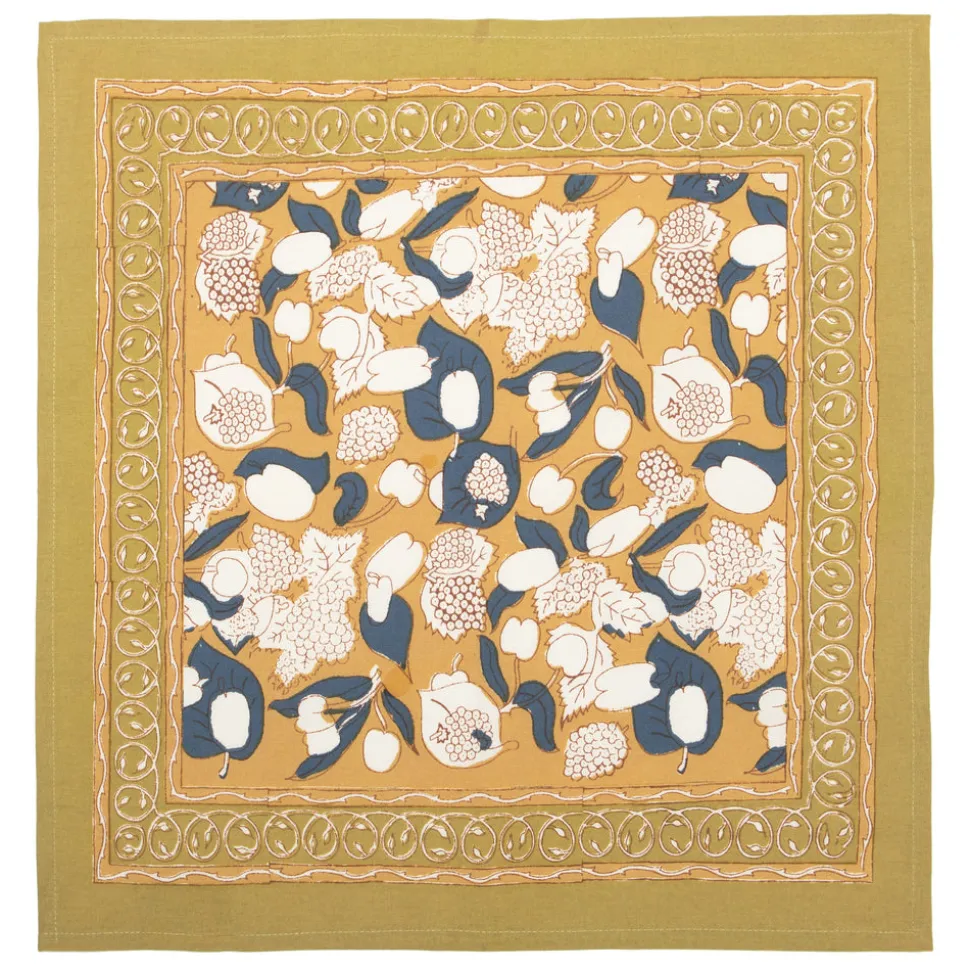 Forest Harvest Napkins Mustard & Blue, Set of 6