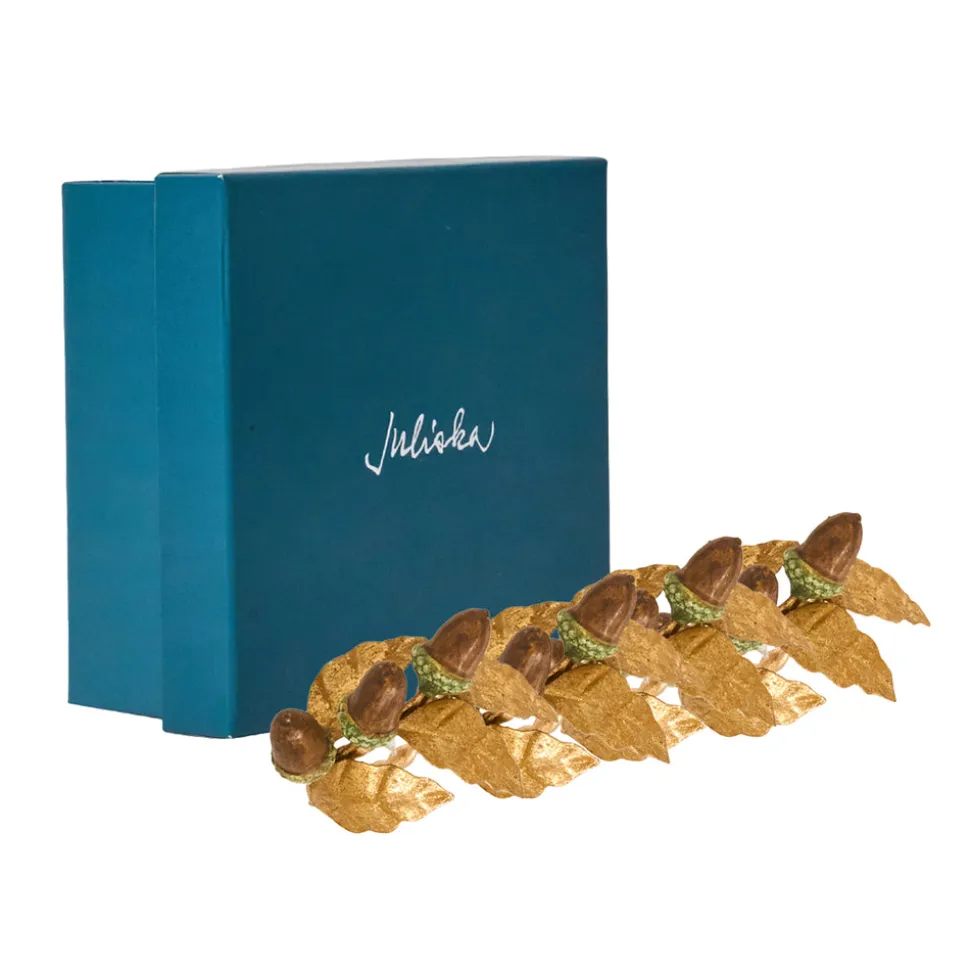 Forest Walk Acorn Napkin Ring in Multi, Set of 4