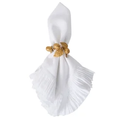 Forest Walk Leaf Napkin Ring Assorted in Gold, Set of 4