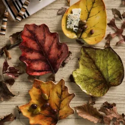 Forest Walk Leaf Plate Assorted in Café Au Lait, Set of 4
