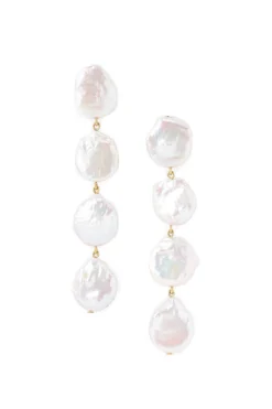 Four Tiered White Keshi Pearl Earrings