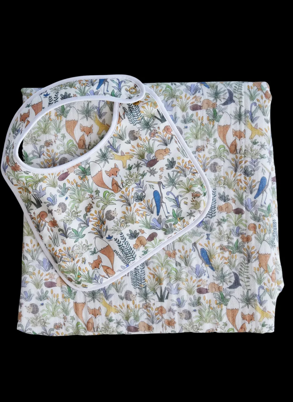 Foxy Forest Bib and Shawl Blanket Set