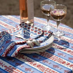 French Tablecloth Avignon Red & Blue