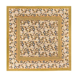 French Tablecloth Forest Harvest Mustard & Blue