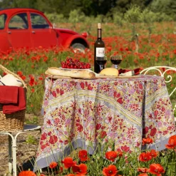 French Tablecloth Jardin Red & Grey
