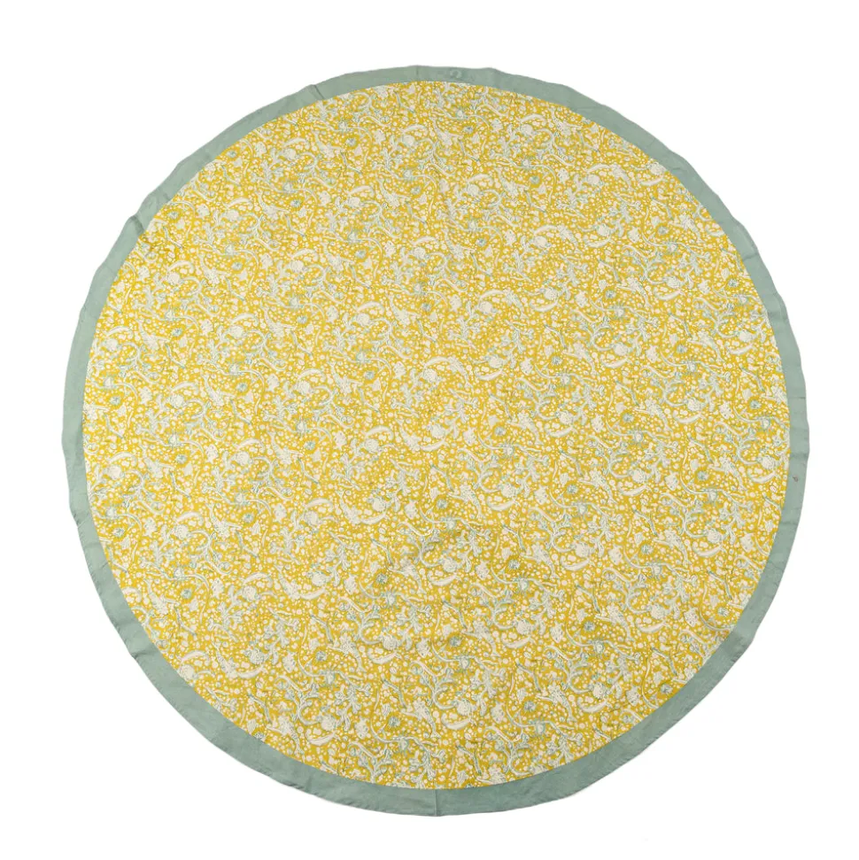French Tablecloth La Mer Aqua & Citrine