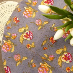French Tablecloth Pansy Red & Grey