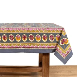 French Tablecloth Pansy Red & Grey
