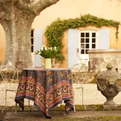 French Tablecloth Pansy Red & Grey