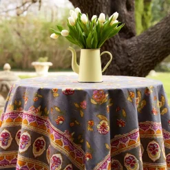French Tablecloth Pansy Red & Grey