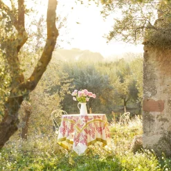 French Tablecloth Wisteria Green & Pink