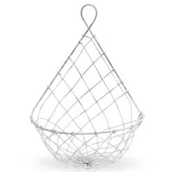 French Wireworks Demi-Lune Hanging Basket with Antique White Finish