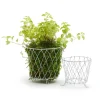 French Wireworks Pot Basket with Antique White Finish, Set of 2