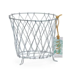 French Wireworks Pot Basket with Antique White Finish, Set of 2