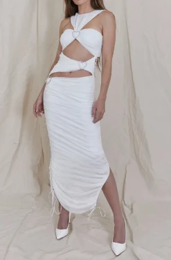 Freya Midi Dress with Crystal Heart Detail