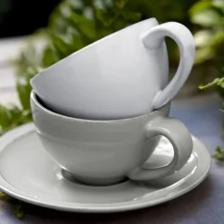Friso Collection Teacups & Saucers in White, Set of 6
