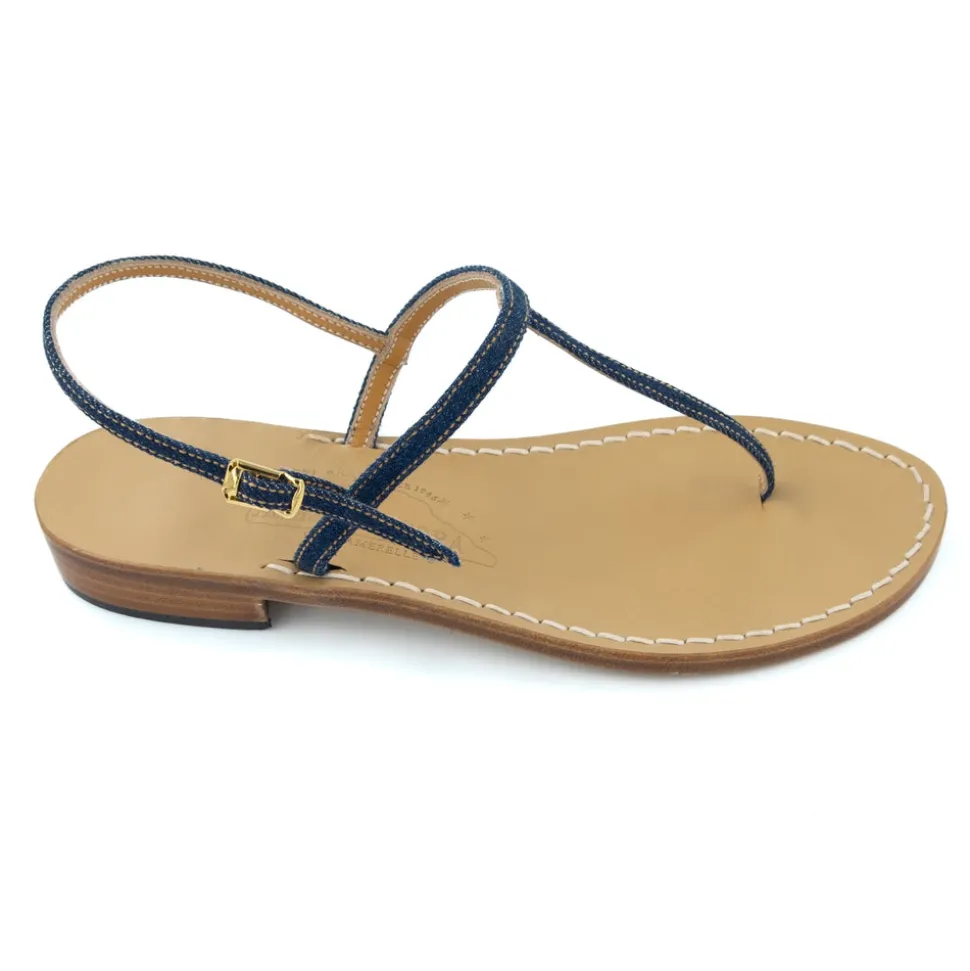 Gail Denim Leather Thong Sandal
