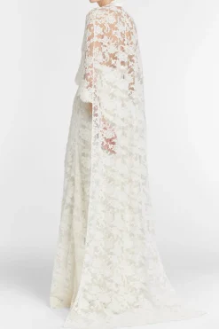 Garland Beaded White Lace Cape with Scalloped Hem