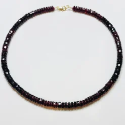 Garnet Heishi Necklace With Spacers