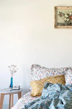 Gathered Edge Pillowcase Made With Liberty Fabric in Capel Mustard