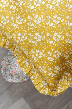 Gathered Edge Pillowcase Made With Liberty Fabric in Capel Mustard