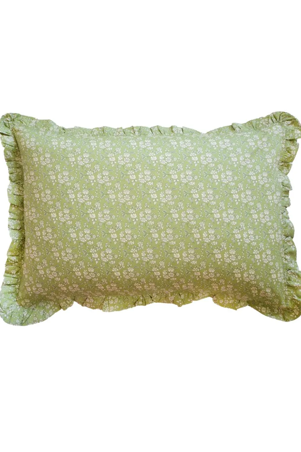 Gathered Edge Pillowcase Made With Liberty Fabric in Capel Pistachio
