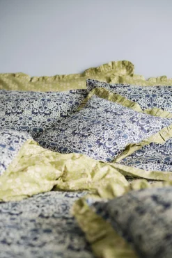 Gathered Edge Pillowcase Made With Liberty Fabric in Capel Pistachio