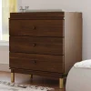 Gelato 3-Drawer Changer Dresser with Removable Changing Tray in Natural Walnut & Gold Feet