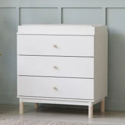 Gelato 3-Drawer Changer Dresser with Removable Changing Tray in White & Washed Natural