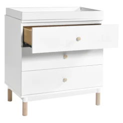 Gelato 3-Drawer Changer Dresser with Removable Changing Tray in White & Washed Natural