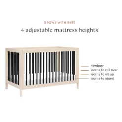 Gelato 4-in-1 Convertible Crib with Toddler Bed Conversion Kit in Washed Natural & Black