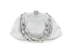 Gemma Gathered Clutch In Silver