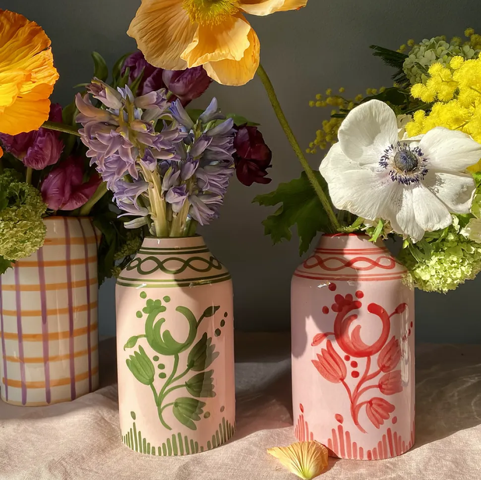 Genie in a Bottle Deco Vase & Bottle in Nude & Forest Green