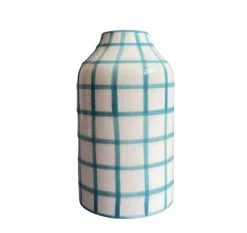 Genie in a Bottle Deco Vase & Bottle in Ibiza Blue Gingham