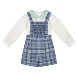 George Blue Tartan Overalls and Shirt