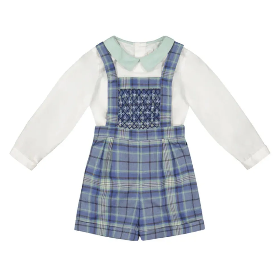 George Blue Tartan Overalls and Shirt