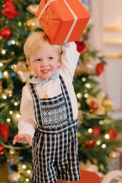 George Navy Tartan Boy Dungaree & Shirt