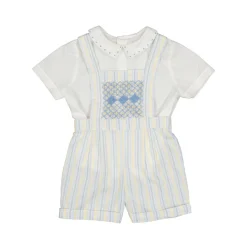 George Yellow Blue Stripe Overalls and Shirt