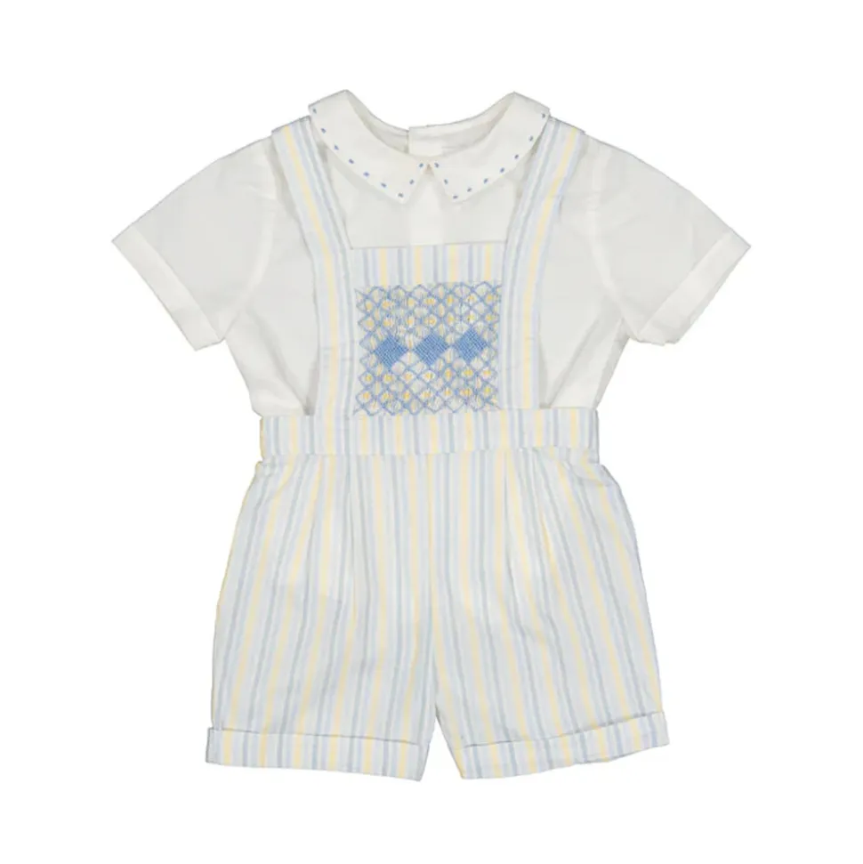 George Yellow Blue Stripe Overalls and Shirt