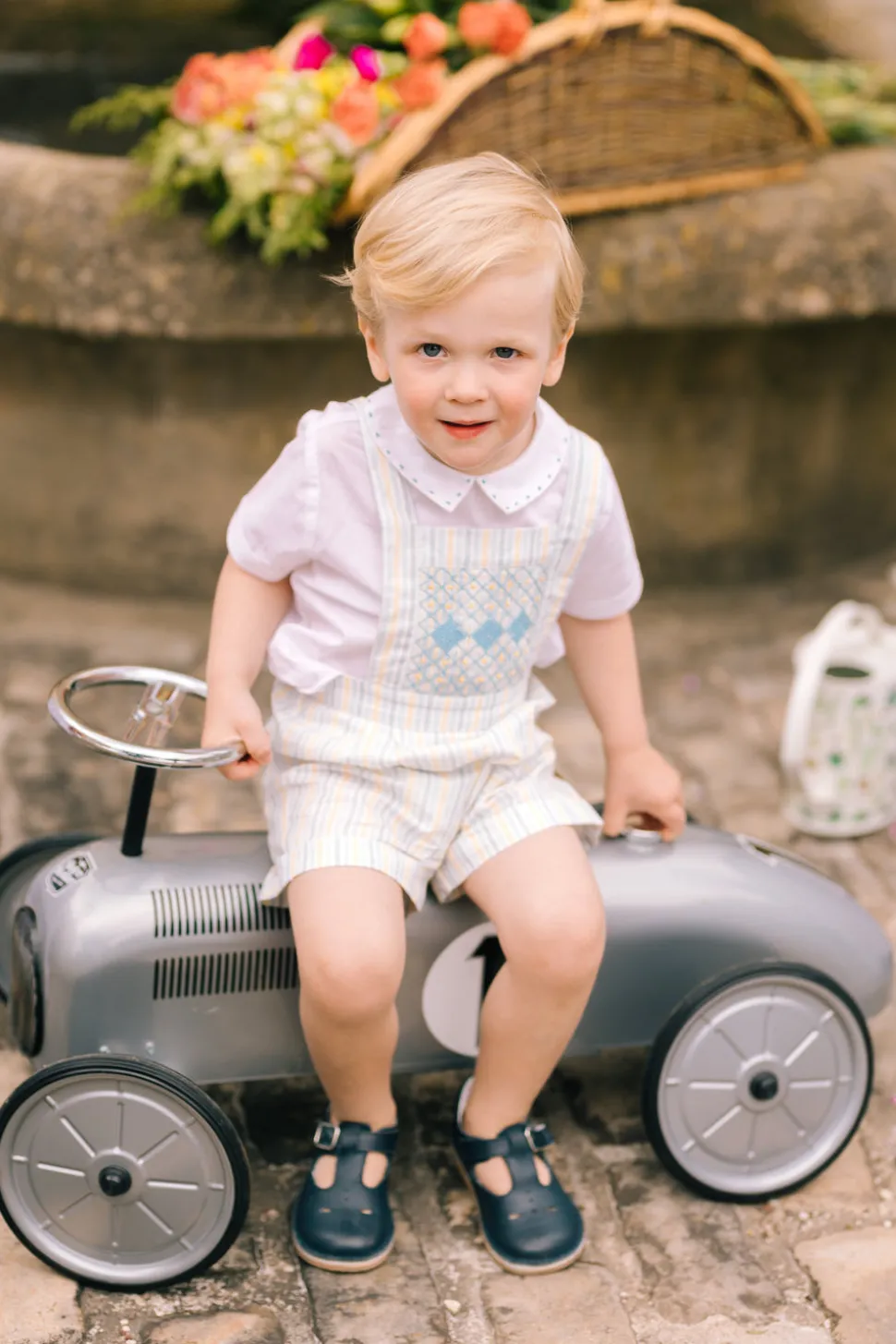 George Yellow Blue Stripe Overalls and Shirt