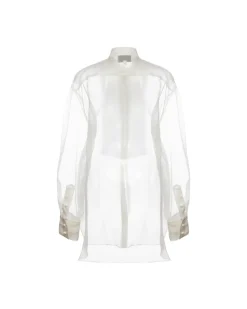 Gigi Tuxedo Shirt in White Organza