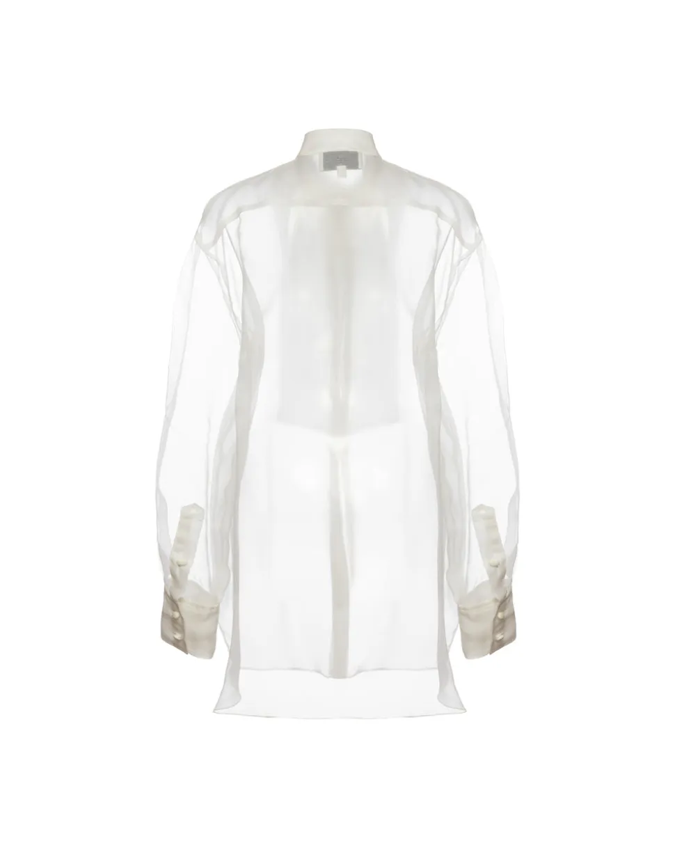 Gigi Tuxedo Shirt in White Organza
