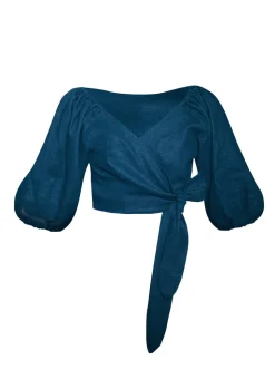 Gilara Wrap Top in Blue
