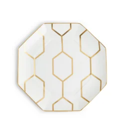 Gio Gold Accent Plate Octagonal 9.1" in White